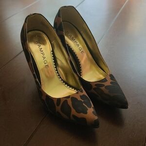 Rampage Black and Brown Animal Print Heels